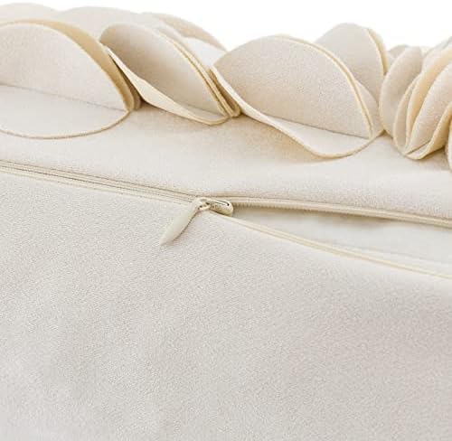 KINGROSE Handmade 3D Flower Home Decorative Throw Pillow Case Rectangular Cushion Cover 12 x 20 Inches for Bed Living Room Sofa Chair Solid Suede Beige