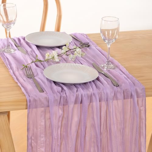 8 Pack Lilac Purple Cheesecloth Table Runner 10ft Boho Table Decor