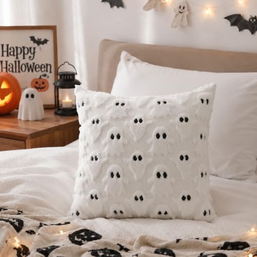 DFXSZ Halloween Pillow Covers 16x16 inch 2Pcs White Ghost Halloween Decor