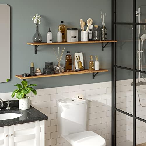 DINZI LVJ Long Wall Shelves, 47.3Inch Wooden Wall Mounted Shelves, Set of 4