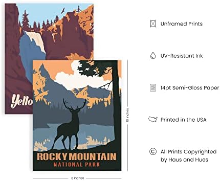 HAUS AND HUES Vintage National Parks Poster Set – 4 National Park Prints, Abstract Mountain and Nature Wall Art, Landscape Posters for Home or Office (Unframed, 8"x10")