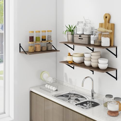 Heimlove 48W x 12D Deep Floating Shelves Set of 2 Grey