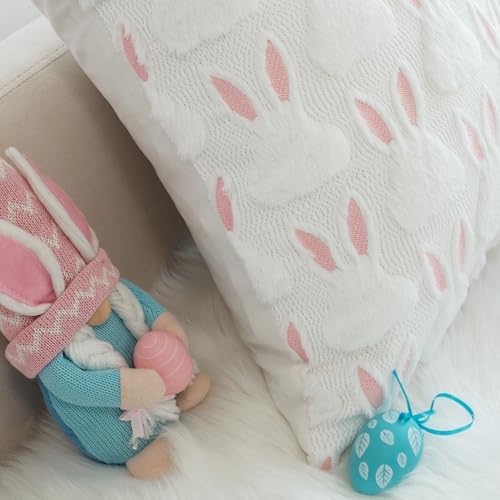 JOJUSIS Decorative Pillow Covers Pack of 4 Throw Pillowcases Faux Fur Couch Cushion Easter Rabbit 20" x 20"