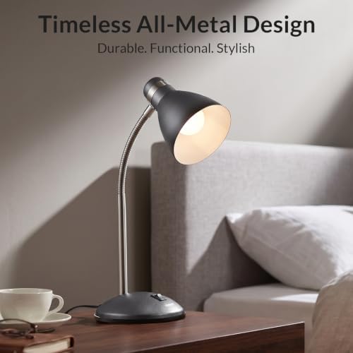 LEPOWER Metal Desk Lamp, Adjustable GooseNeck Reading Light for Bedroom
