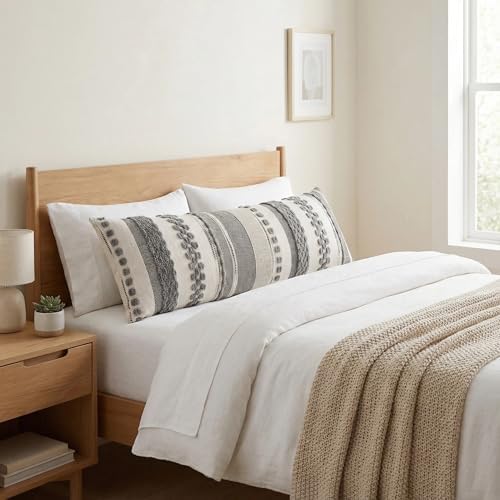 14x36 Gray Throw Pillow Cover Boho Lumbar Pillow Cover