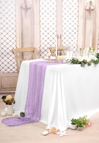 10 Pack Light Purple Cheesecloth Table Runner Long,21.5 x 120 Inch