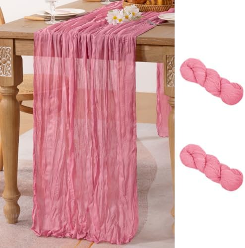 2 Pack Mauve Cheesecloth Table Runner10ft Rustic Sheer Gauze Runner