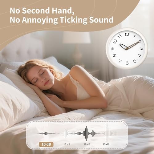 12 Inch Silent Quartz Wall Clock Battery Operated Clock (Off White)