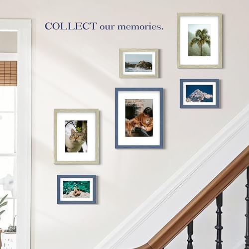 An&He 8.5x11 Picture Frame, Wooden Frame with Tempered Glass for Home or Office Display – Dark Blue