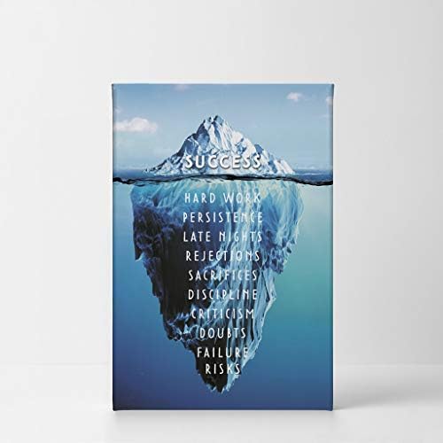 Smile Art Design Success Inspiring Quote Iceberg Ocean Motivational Wall Art Canvas Print Inspirational Wall Art Entrepreneur Quote Modern Office Living Room Decor Artwork Gift Ready to Hang 40x30