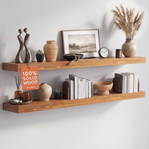 Homeforia 42 Inch Floating Shelves, High-End Solid Pine Wood, Set of 2