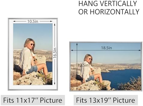 Frametory 12 Pack 13x19 Aluminum Frame with Mat for 11x17 Photo, Silver