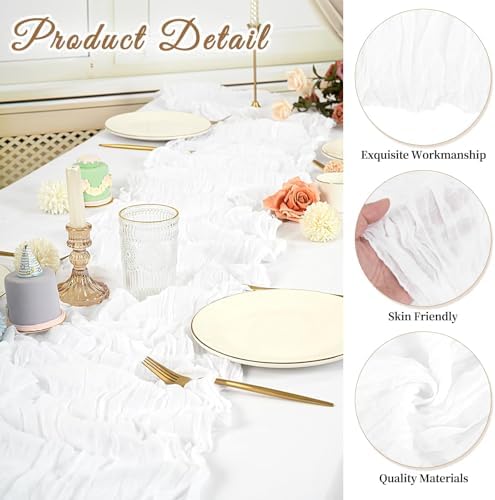 20 Pack Cheesecloth Table Runner 17 x 108 Inch, White
