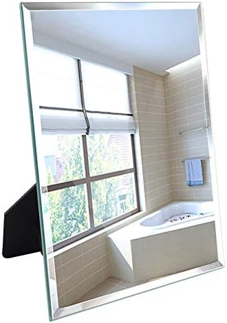 Calenzana Frameless Mirror Wall Hanging and Desk Standing, Compatible with Makeup Vanity Mirrors,10.6x13 inch