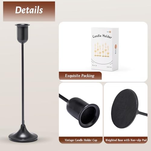 Black Taper Candle Holder 6 PCS, Vintage Candle Stick Candlestick Holders