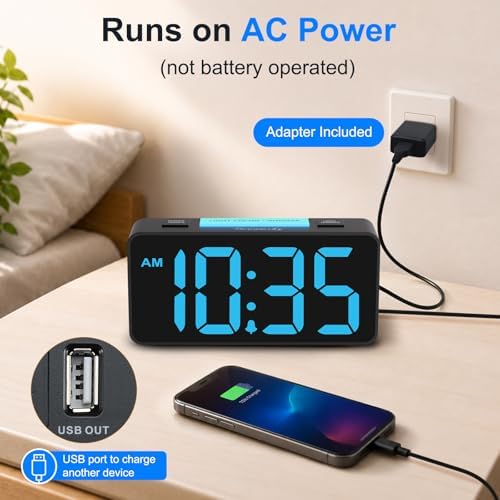 DreamSky Small Digital Alarm Clock with Night Light for Kids Bedroom