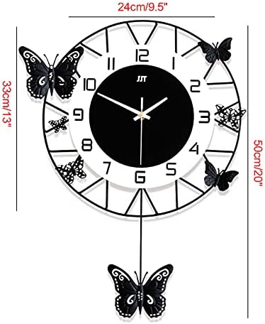 Large Wall Clock 20 Inch, Modern Pendulum Wall Clock Butterfly Art Decor Silent Non-Ticking, Home Décor for Living Room, Kitchen, Dining Room, Bedroom