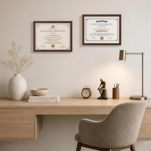 Vittanly 8.5x11 Picture Frames Set of 5, Certificate Frame, Light Brown