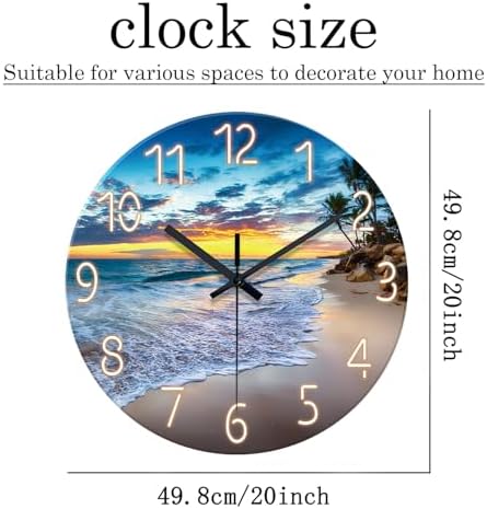 Glass Beach Wall Clock Battery Operated 20 Inch