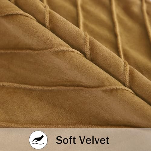 Velvet Throw Pillow Covers 22x22 inch Pack of 2 Gold Decor Brown
