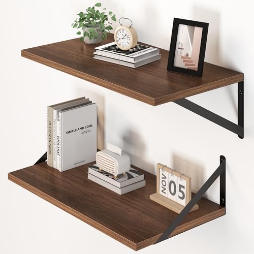 Heimlove 20W x 12D Deep Floating Shelves Set of 2 Walnut