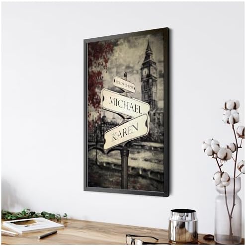 A&T ARTWORK Lovers Crossroads Personalized Canvas Poster Prints Gift,includes Names and the Date Unique Gift for the Wedding Anniversary.Canvas Poster UNFRAMED