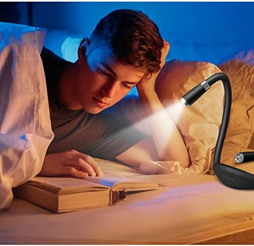 Neck Book Light LED Reading Lamp USB Rechargeable, Hands Free, 4 LED Bulbs, 4 Adjustable Brightness, for Reading in Bed or Reading in Car Lamp (Pink) (Black)