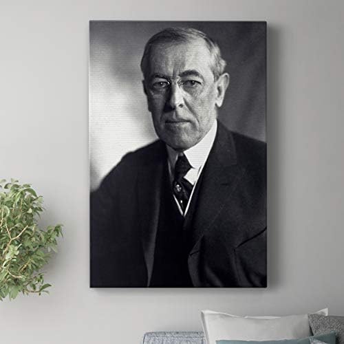 Renditions Gallery Woodrow Wilson Presidental Portrait Wall Art, Premium Gallery Wrapped Canvas Decor, Ready to Hang, 36 in H x 24 in W, Made in America Print