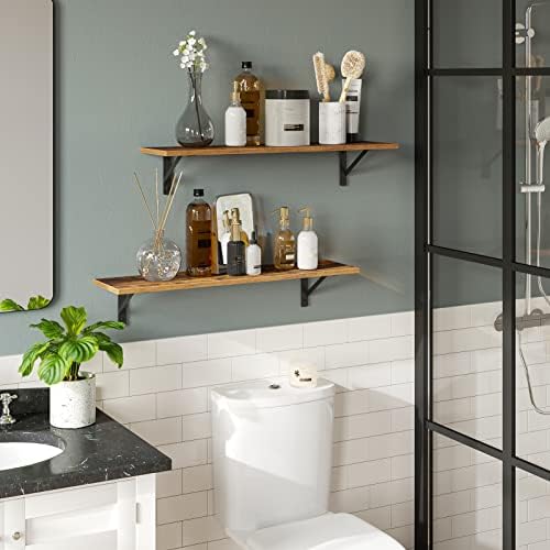 DINZI LVJ Long Wall Shelves, 31.5Inch Wooden Wall Mounted Shelves, Set of 4