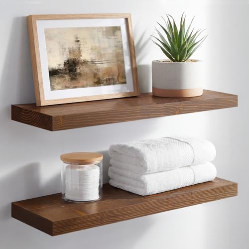 Homeforia 20 Inch Floating Shelves, High-End Solid Pine Wood, Set of 4