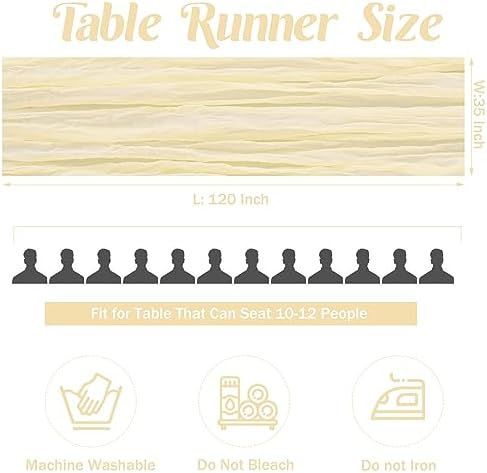 Beige 10FT Cheesecloth Table Runner Boho Gauze Fabric Table Runner Rustic Sheer Runner for Wedding Bridal Baby Shower Birthday Party Boho Table Decor（1 Pack Beige）
