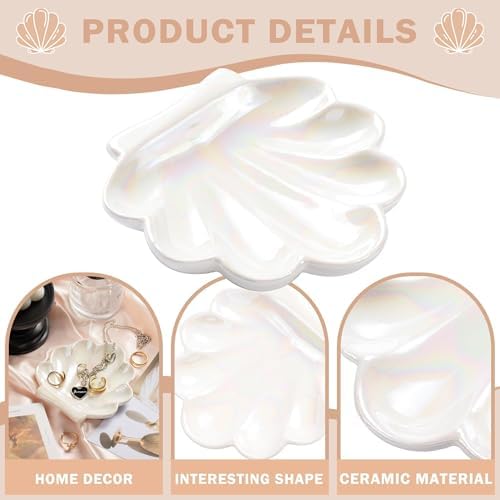 OSOPOLA Ceramic Pearlescent Shell Jewelry Tray Ring Holder Dish Key Tray