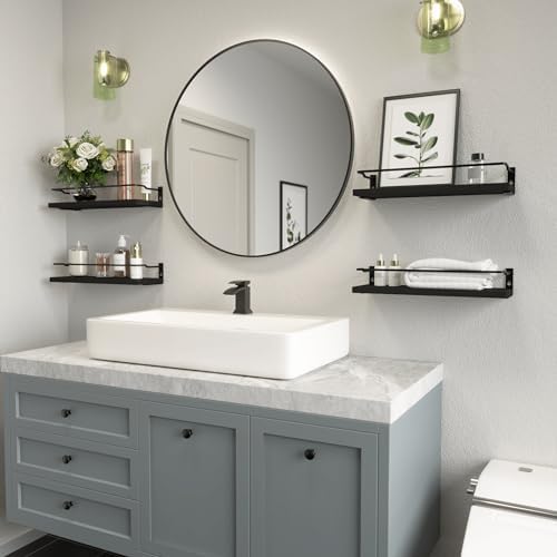 RICHER HOUSE Floating Shelves Bathroom, Small Wall Shelf Over Toilet 4 Set