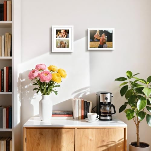 Golden State Art Collage Frame 8x10 Matted 2 4x6 Photos Wood White, 3 Pack