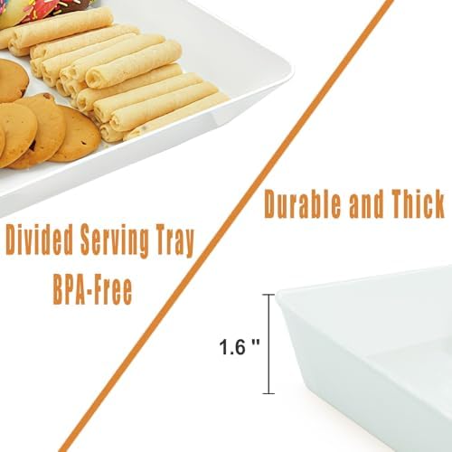 Serving Tray Platter, 26'' x 18'' x 1.6'', 2 Pcs Food Tray for Veggie Fruit Snack Dessert Cookie Cheese, Food Trays for Party Supplies Display, Large Platters for Serving Food, BPA Free