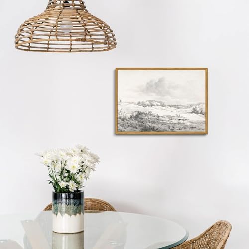 OIQArtOIQ Vintage Landscape Canvas Wall Art Framed Natural Scenery Painting Artwork Prints France Country Wilderness Farmhouse Decor Pictures Kitchen Bedroom Living Room Bathroom