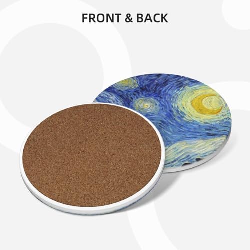 Drink Coasters with Holder - 6 Set Ceramic Coaster for Drinks Absorbent with Cork Base and Golden Holder - Coasters for Coffee Table Apartment Wooden Bar Mugs Glasses Cup Beer