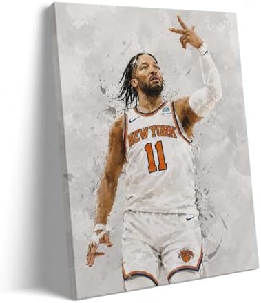 Jalen Brunson Basketball Canvas Wall Art, Sports Player Poster, 16x20 Inch | Abstract splash ink athletic artwork, motivational sports wall decor for teen boys room, bedroom, living room, gym or office