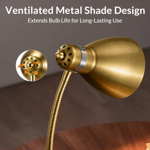 LEPOWER Metal Desk Lamp, Adjustable GooseNeck Reading Light for Bedroom
