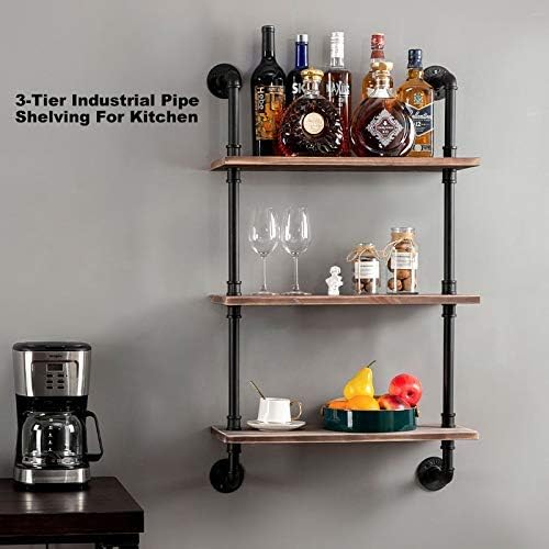 ROGMARS 3-Tier Real Pine Wood Floating Shelf, 20x7.87x41.3in, Industrial Retro Style, Bathroom Wall Shelves, Kitchen Shelves