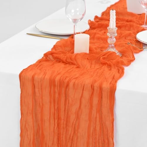 30 Pack Orange Table Runner 10Ft Cheesecloth Table Runner Boho Gauze Cheese Cloth Table Runners Romantic Long Sheer Fabric Burnt Orange Table Runners for Wedding Party Bridal Shower