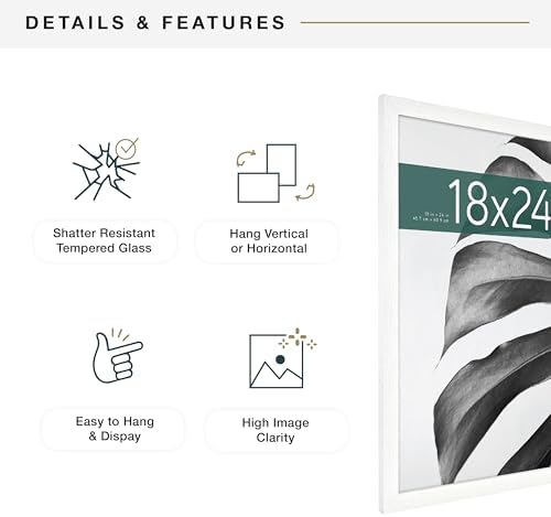 MCS Studio Gallery Poster Frame, 18x24, White Woodgrain, 2-Pack