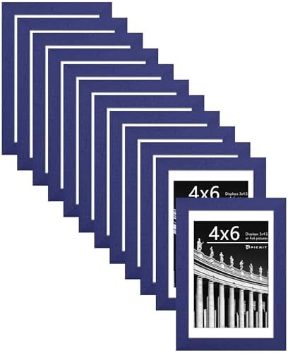 Picrit 4x6 Picture Frame Set of 12, Modern Gallery Wall Frames, Navy Blue