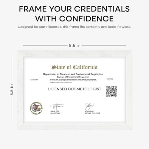 Homeforia 5.5x8.5 Black Oak Business License Frame, High-End Wood, Glass