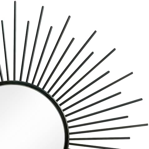 3 Pack Metal Mirrors for Wall Sunburst Wall Mirrors Home Décor Decorative Hanging Wall Art for Living Room Bedroom Entryway (Black2, Sunburst)