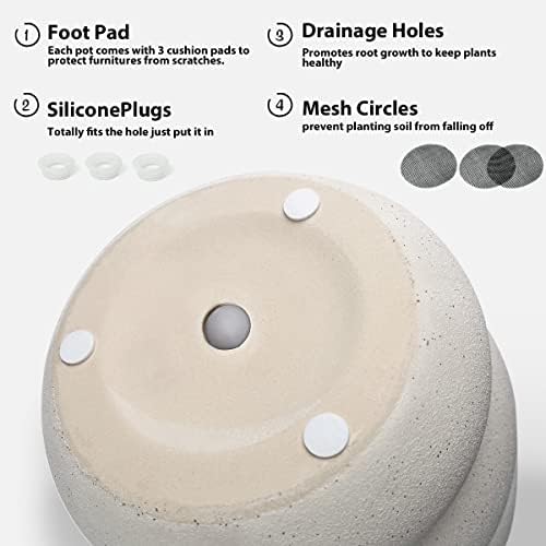 Ceramic Plant Pots, 8+6 Inch, 2 Pcs Indoor Planters with Drainage Holes