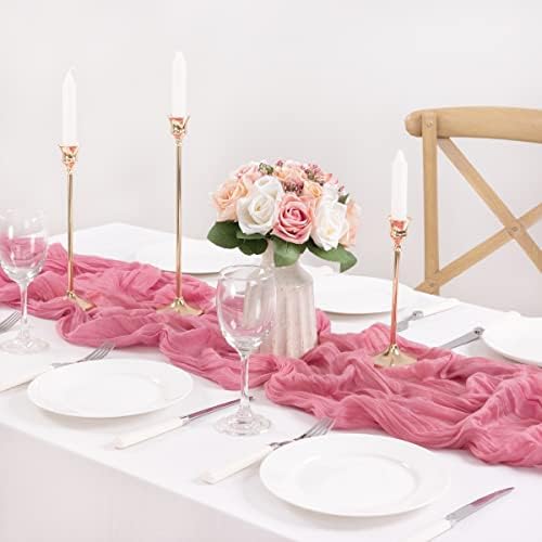 2 Pack Mauve Cheesecloth Table Runner10ft Rustic Sheer Gauze Runner