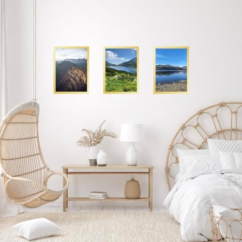 JCJMY 10x14 Picture Frame Set of 6 for 30 x 40cm Diamond Art Painting, Wall Mounting Horizontally or Vertically, 10 x 14 Wall Gallery Poster Photo Frame with Shatter Resistant Plexiglass,6 Pack, Gold