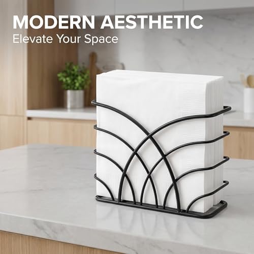 Napkin Holder for Table, Black Iron Upright Paper Dispenser