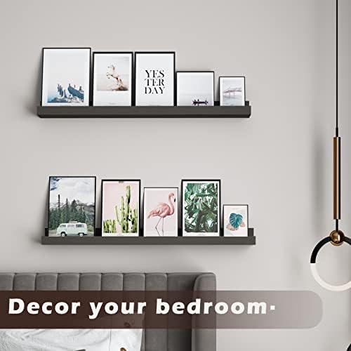 WELLAND Espresso Picture Ledge Shelf Display Wall Shelf 36" for Bedroom, Living Room, Bathroom, Kitchen, Office and More